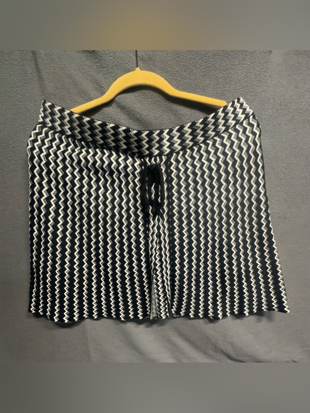 Candie's Black & White Zigzag Skater Skirt with Drawstring Waist